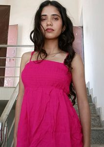 Vibrant Pink Smocked Spaghetti Strap Dress