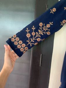 Elegant Navy Embroidered Gown