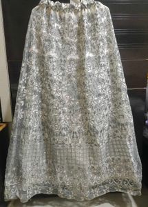 Elegant Silver Embroidered Skirt