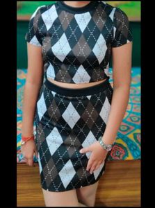 Argyle Cutout Mini Dress