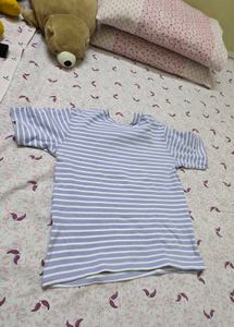 Lavender Striped T-Shirt with white jeans