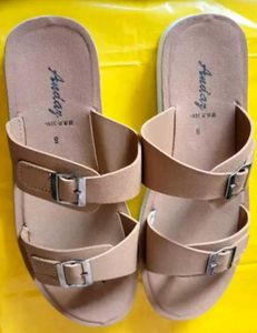 Stylish Tan Double Strap Sandals
