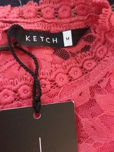 Coral Lace Long Sleeve Top