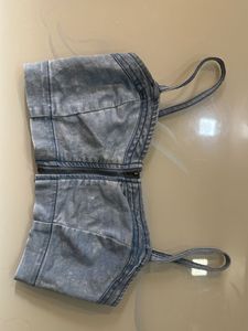 BERSHKA Wash Denim Corset Top