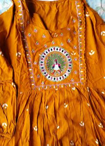 Orange Embroidered Kurta Set with Dupatta