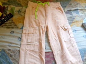 Pink Cargo Pants with Drawstring