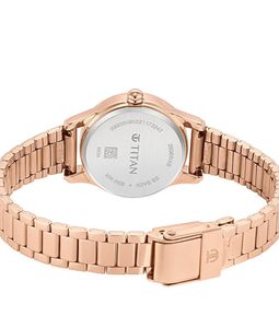 Rose Gold Titan Watch with White Dial