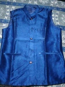 Men's Royal Blue Silk Nehru Jacket