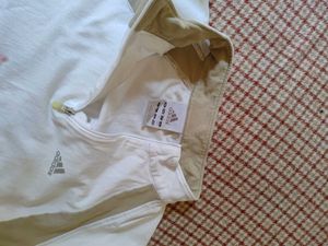 Adidas White &amp; Tan Athletic Top