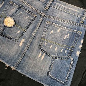 Distressed Denim Mini Skirt y2k