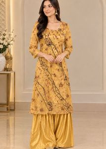 Embellished Gold Kurta and Patiyala