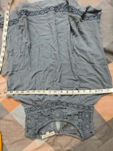 Grey Lace Trim Sleeveless Top