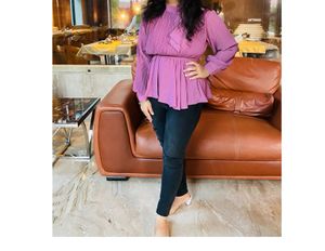 Chic Purple Pleated Top