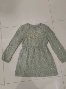 Kiabi Green Floral Girls' Long Sleeve Dress
