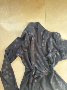 Patterned Black Long Sleeve Top