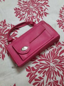 Chic Pink Wallet with Wrist Strap
