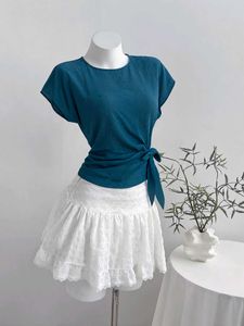 Teal Tie-Waist Top