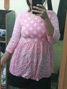 Pink Printed Kurta