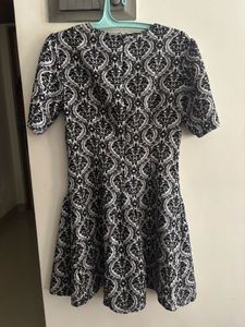 Monochrome Patterned Fit &amp; Flare Dress