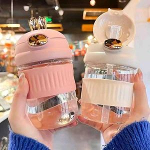 Cute Rabbit Design Glass Sipper Mug