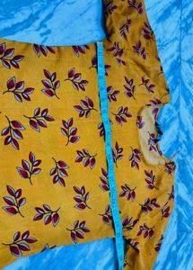 Yellow Leaf Print Kurta