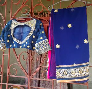 Designer Saree With Stitched Blouse