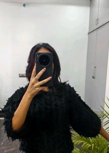 Textured Black Blouse
