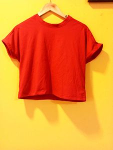 Vibrant Red Cropped Tee