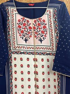 Elegant Blue Kurti with Floral Print