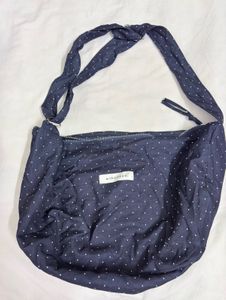 Navy Polka Dot Hobo Bag