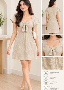 Textured Tie-Front Mini Dress