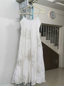 Elegant White Embroidered Ethnic Gown