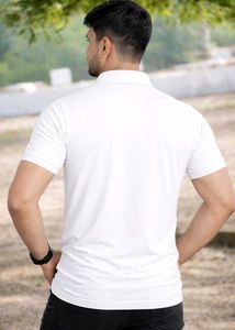 Men Premium White Polo T-Shirt | Cotton Blend | Re
