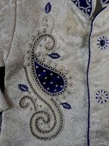 White and Blue Color Sherwani