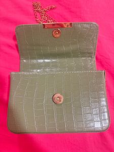 Olive Green Croc Embossed Bag