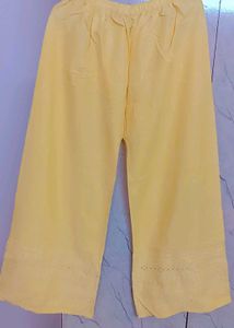 Chicken Yellow Embroidered Palazzos
