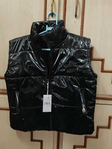 Shiny Black Puffer Vest