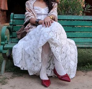 White maxi lace skirt