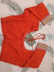 Orange Embroidered Blouse