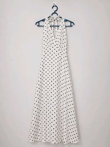 Polka Dot Halter Neck Maxi Dress
