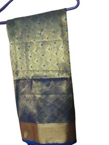Elegant Green Silk Saree with Gold Border