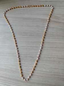 Elegant Pearl & Gold Chain Necklace