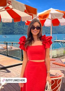 Forever new Red ruffle sleeve top