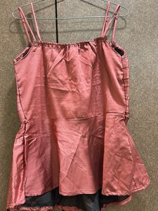Womens Strip Satin With Lining Top Xxl