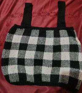 Black &amp; White Buffalo Check Knit Top