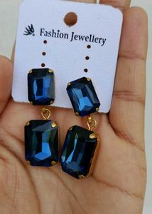 Elegant Blue Gemstone Drop Earrings
