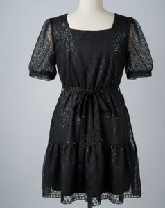 Sequinned Black Lace Dress