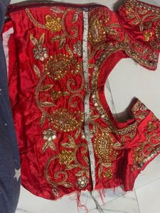 Beautiful Red Lehenga With Semi stitched Blouse