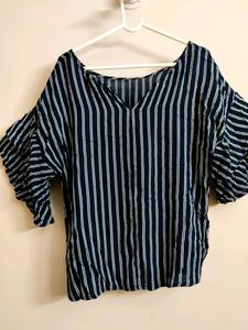 🔥BUY1GET1🔥women's Navy blue off-white striped to