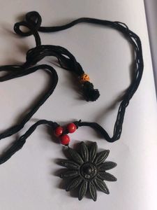 Bohemian Flower Pendant  Clay Necklace